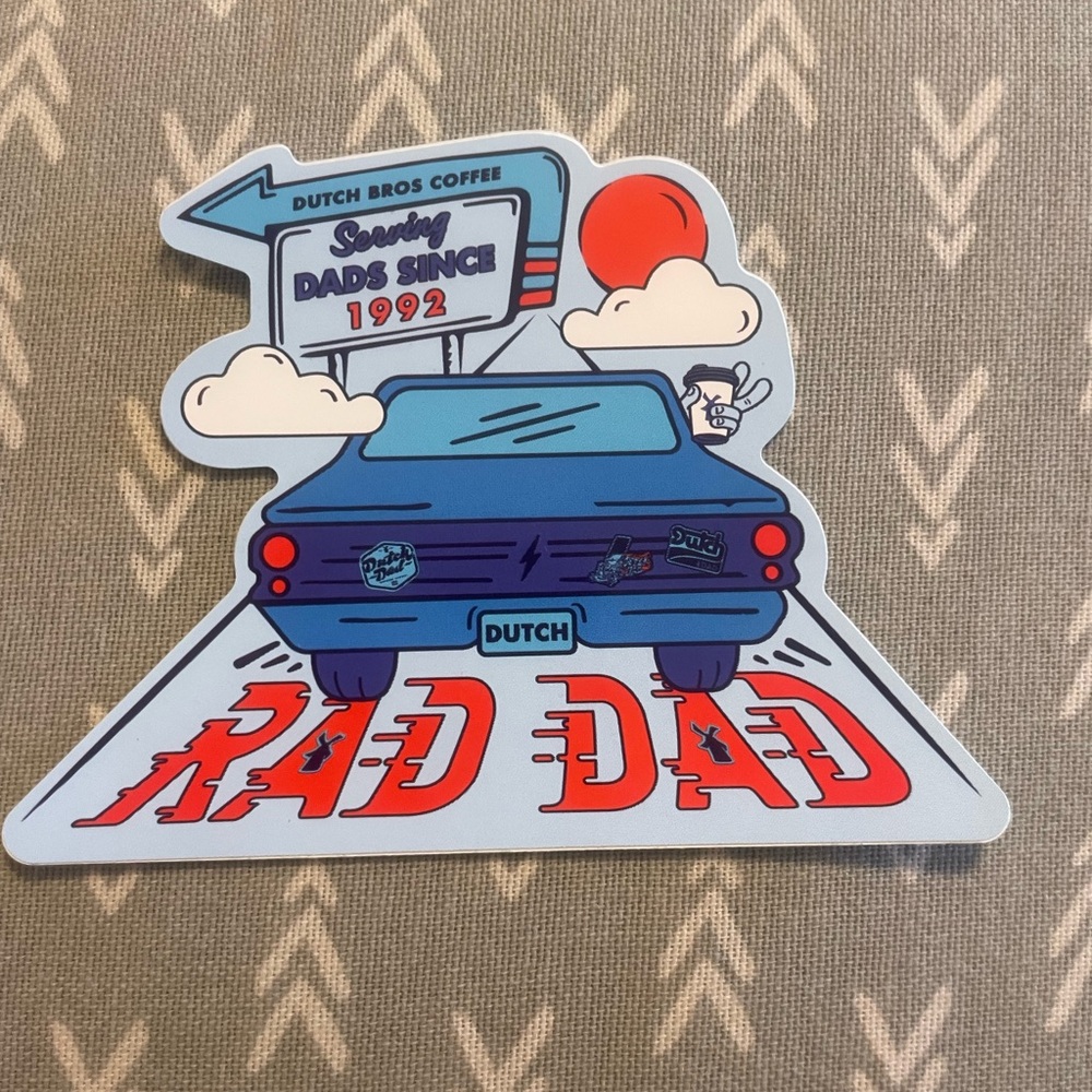 Dutch Bros Rad Dad Sticker - Blue and Red